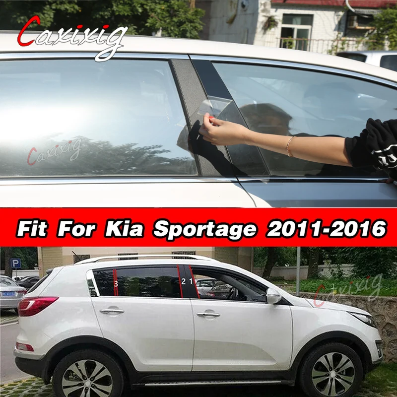 For Kia Sportage 2011 2012 2013 2014 2015 2016 Car Window Door Pillar Posts Trim Cover Stickers Exterior Accessories