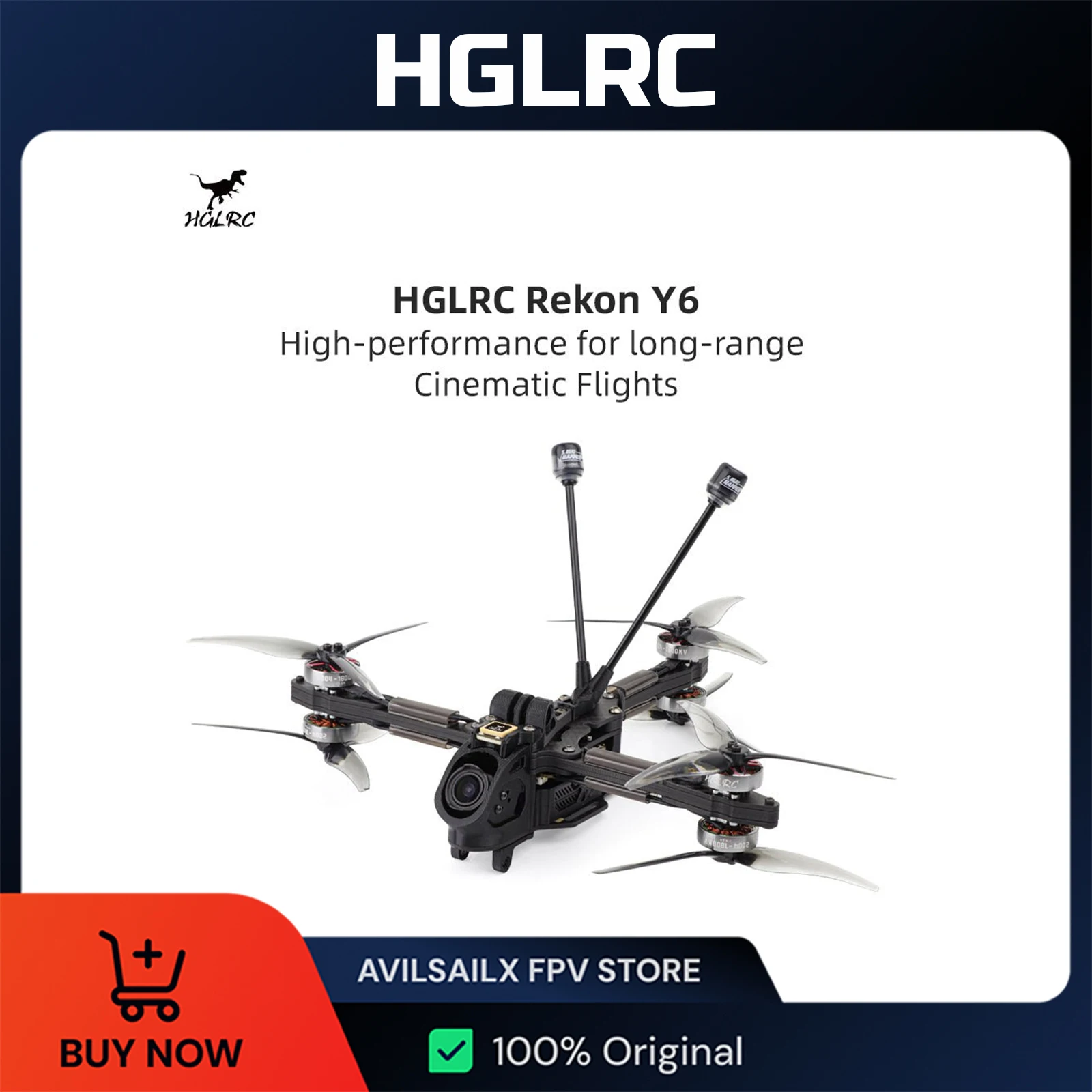 HGLRC Rekon Y6 5inch Long Range Quadcopter FPV Drone Analog / Moonlight Kit / O4 Pro Version SPECTER F722 40A 2004 1800KV 6S