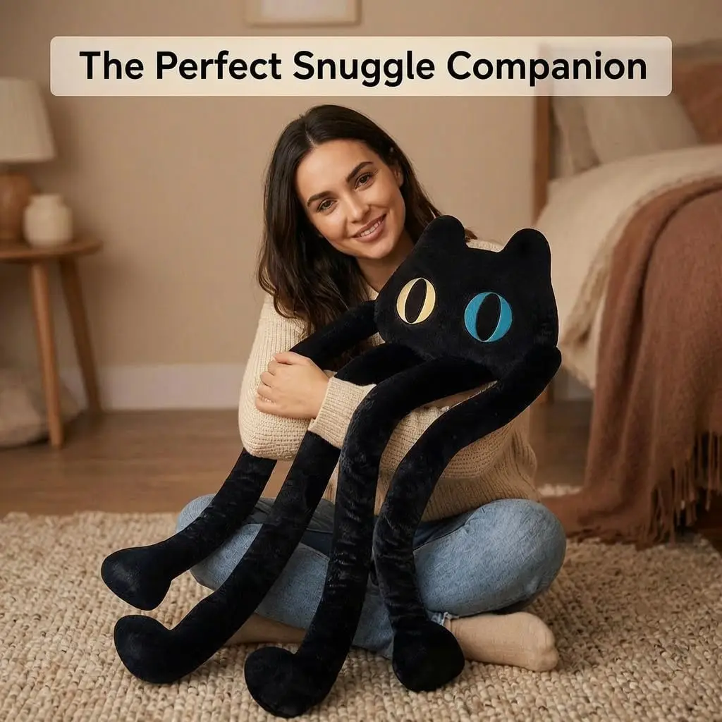 Comfy Long Cat Plush back Cushion 39in Cute Stuffed Animals throw pillow Kawaii Soft Plushies Big Plush Toys Gift for Your Lover
