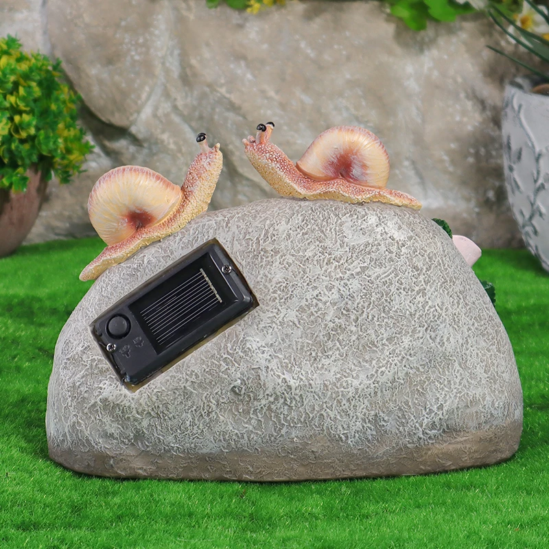 Outdoor Solar-Powered Snail on Rock Welcome Sign, Garden Yard Lawn Decorative Gift, Resin Craft Ornament