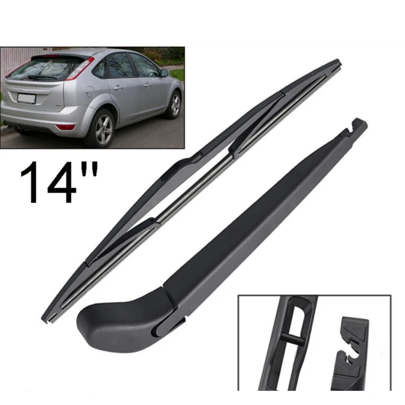 

14" Rear Wiper Blade & Arm Set Kit For Ford Focus 2 MK2 Hatchback 2004 - 2011 Windshield Windscreen Window Brush