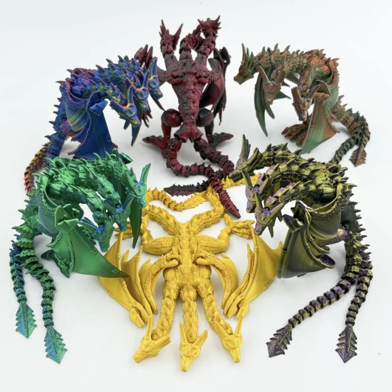 NEW 3D Printing Three headed Dragon Figures Multi-joint Movable for Home Accessories Kid Gift Living Room Desk  Decoration