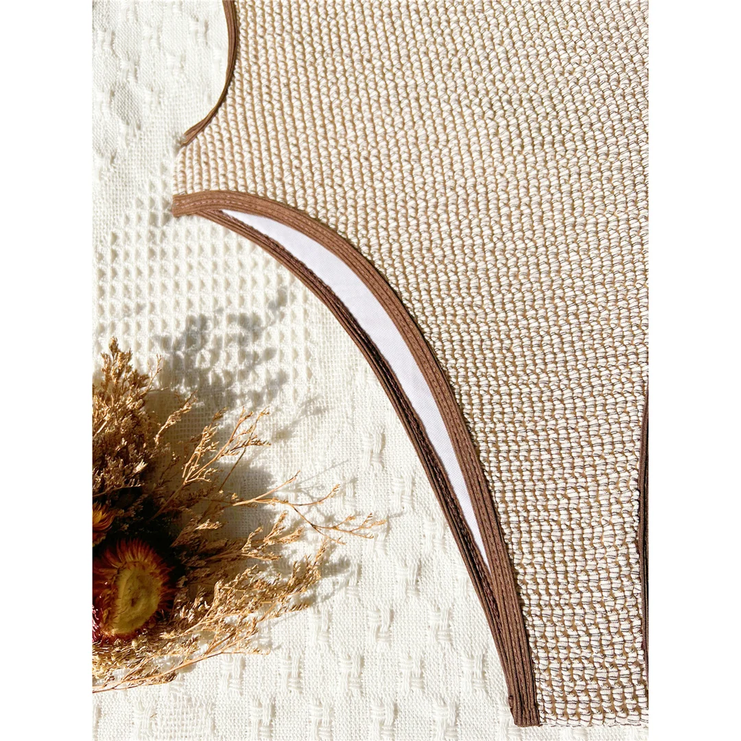 S - XL Geknitterter, ausgeschnittener Damen-Badeanzug, einteiliger Badeanzug, rückenfreier, hoch geschnittener Badeanzug, Badeanzug, Schwimmanzug V7987 – Detail 7