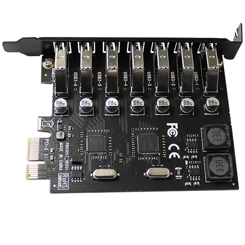 X1 X4 X8 X16 Controller Card Epress TO 7 Ports USB 3.0 5Gbps HUB +1M Extension Cable For Motherboard PC Computer Desktop