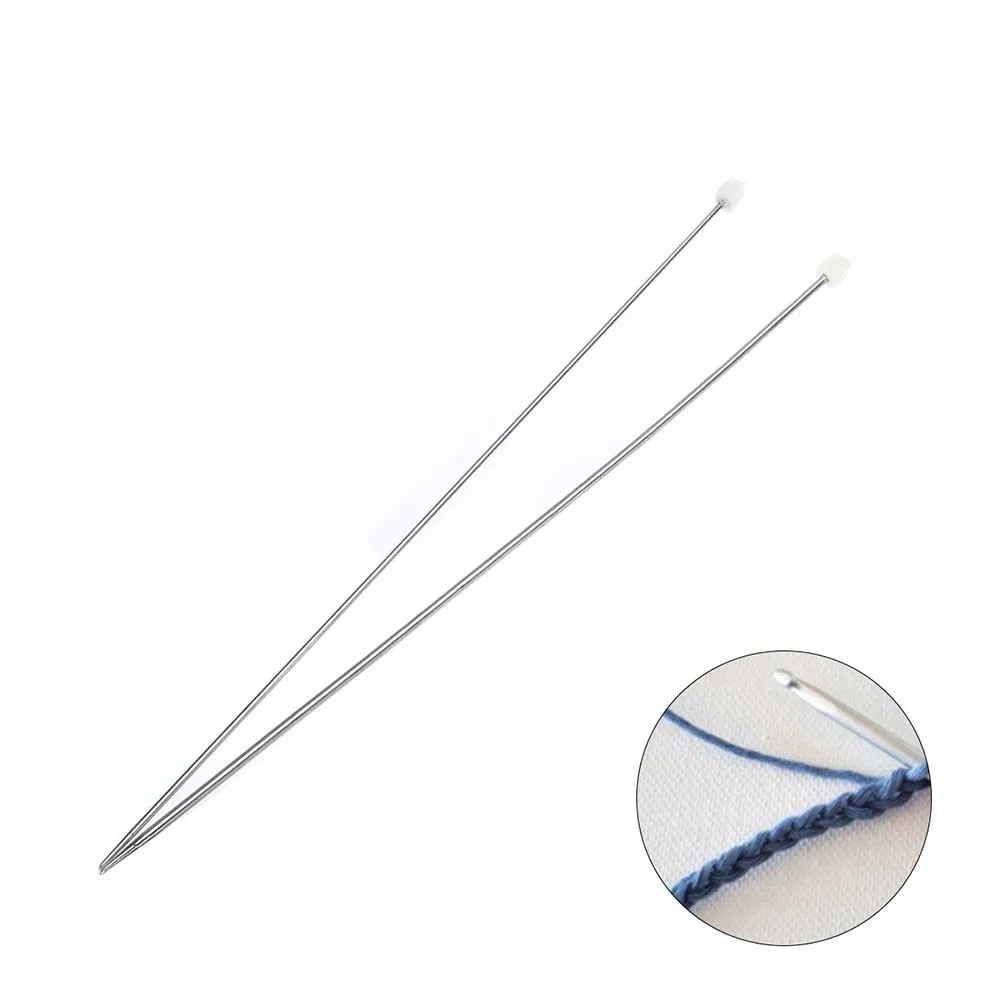 11Pairs Straight Single Pointed Knitting Needles 36Cm Stainless Steel 2.0-8.0mm Ultra Smooth Lightweight Ergonomic Weaving