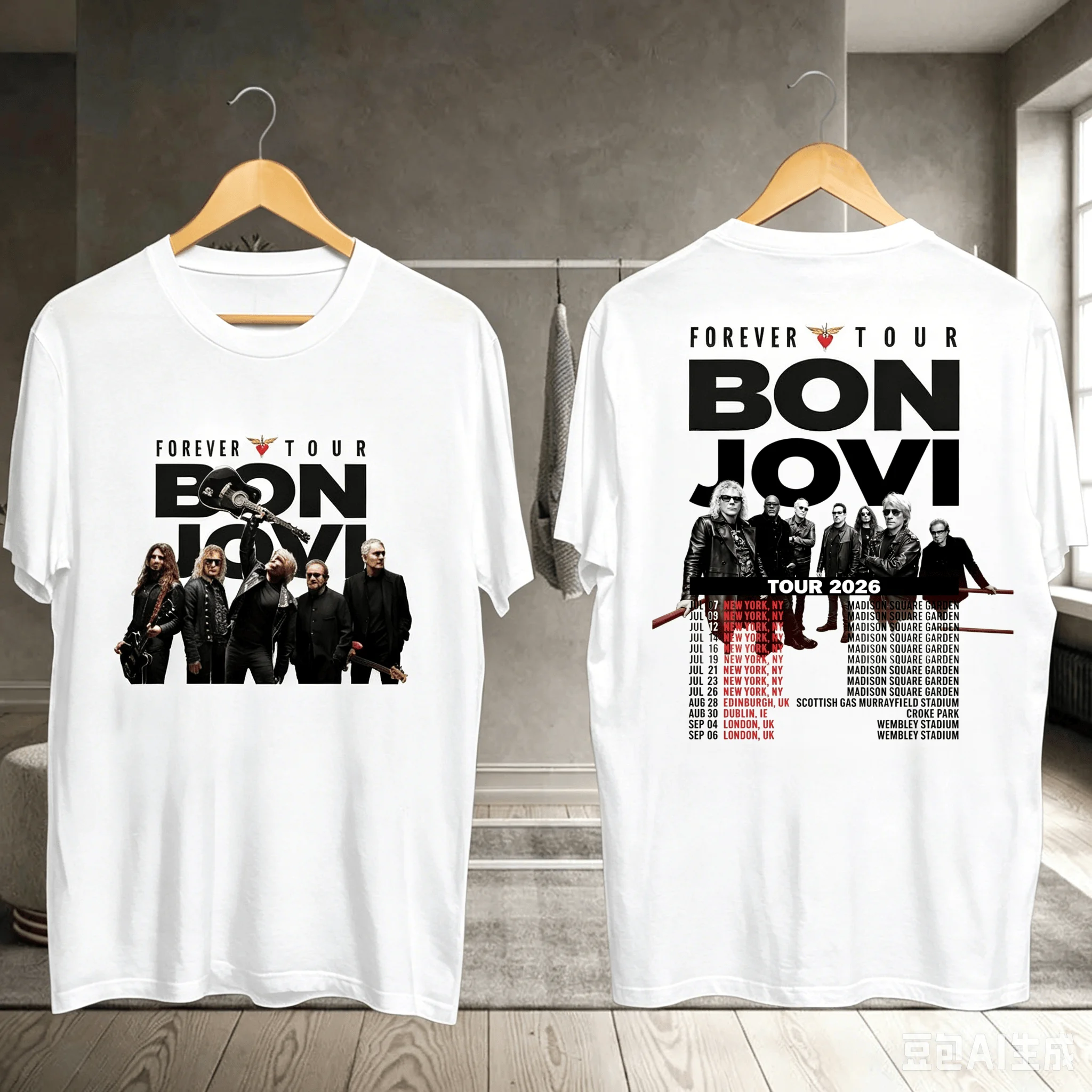 Bon Jovi Forever Tour 2026 Merch T shirt 100%Cotton Unisex Men‘s Women's T-Shirt Summer Vintage Y2k Fans Casual Tee Streetwear