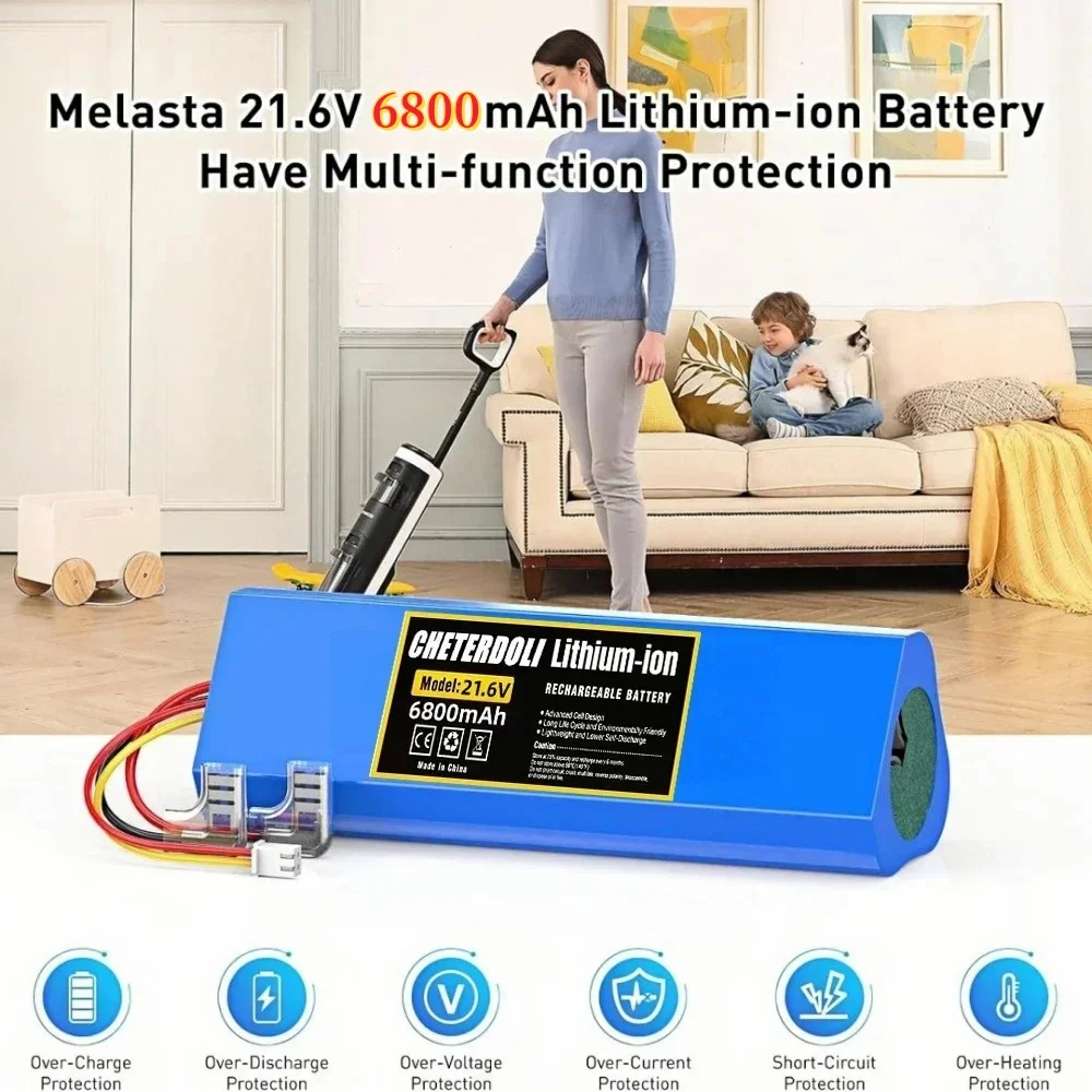 21.6v 6800 MAh Lithium Ion Vacuum Replacement, for  FW25M-01 FW25W-01 FW09010ECN HF10E-01 HF20E-01 S3-01 Vacuum Cleaner Battery.