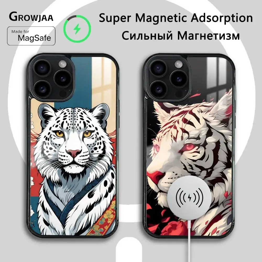 

Fashion Tiger Phone Case For iPhone 16 15 14 13 12 11 Pro Max Plus Mini Wireless Charging Magnetic Hard Shell