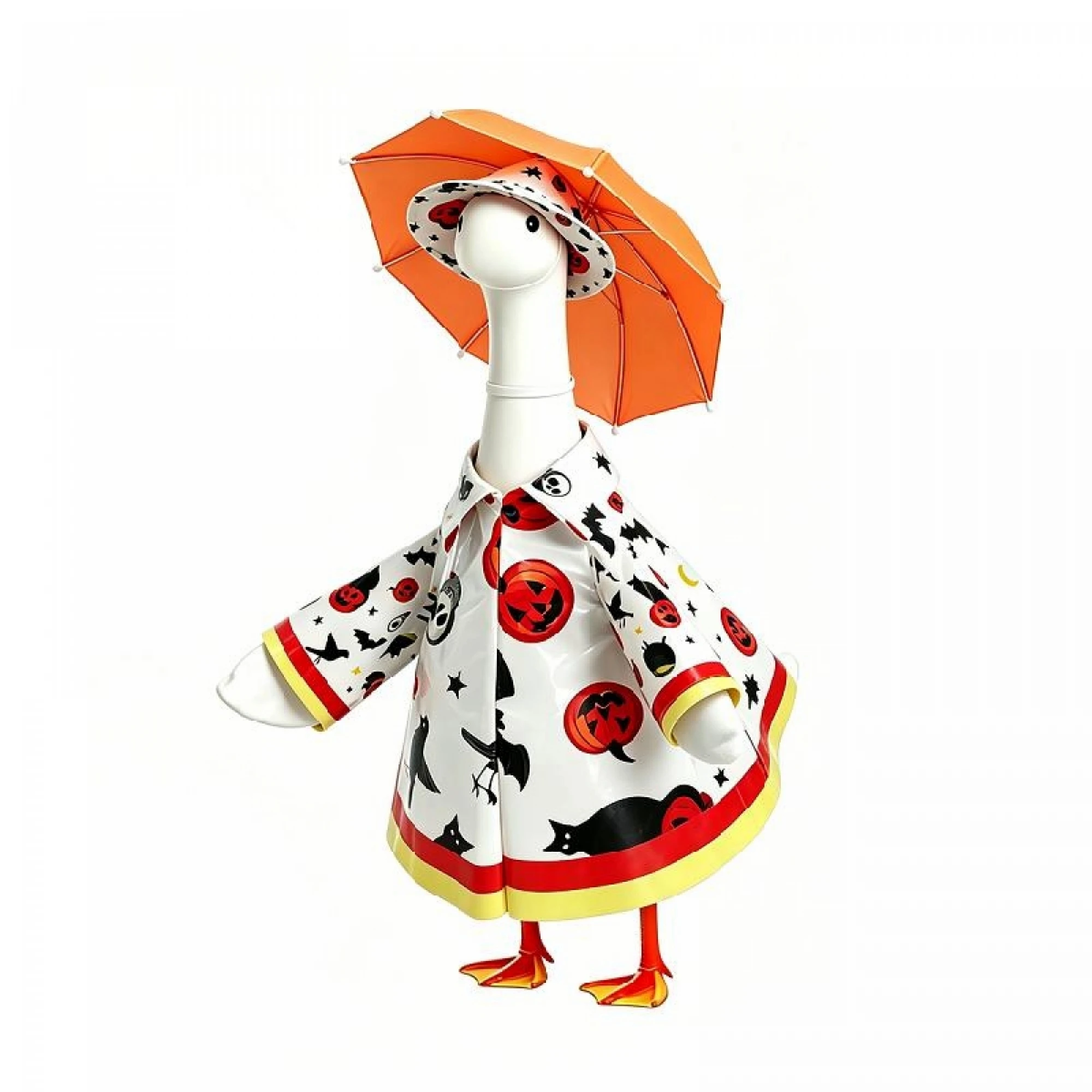 Porch Goose Halloween Outfit Pumpkin Bat Print Raincoat Hat Umbrella 3Pcs