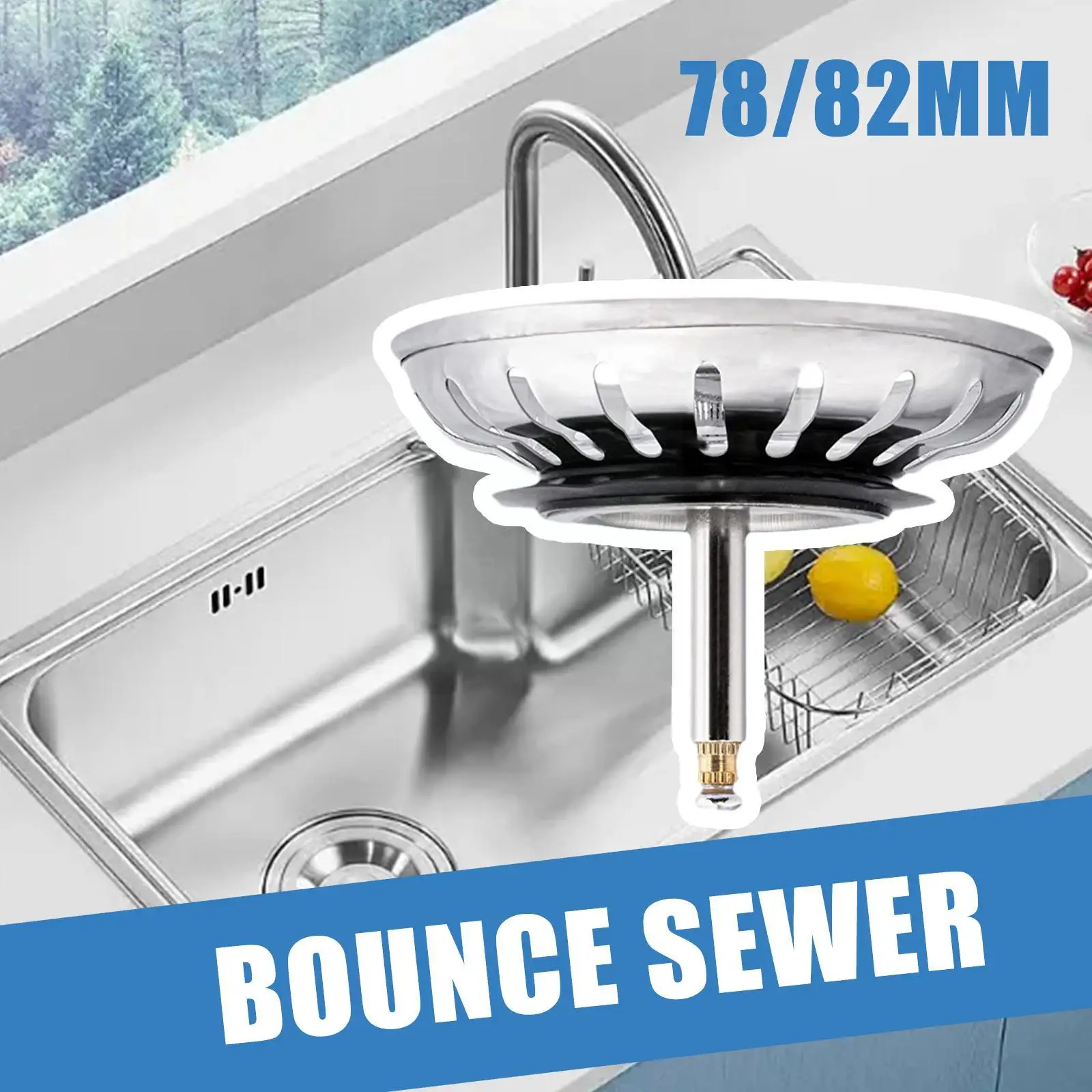 Steel Replacement Strainer 79/82mm Kitchen Stopper Basin Drainer Plug Leach Water Filter Sink Basket Waste Strain A1p0