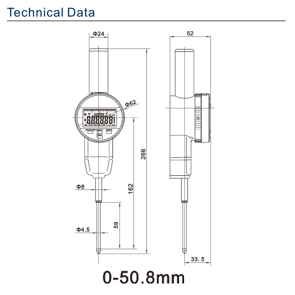 SHAHE NEW Metric/Inch 0-50.8 mm 0.0005mm Electronic Indicator with Rechargeable Battery Waterproof Digital Dial Indicator