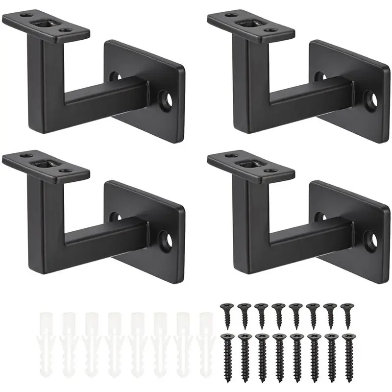 AB34-Staircase Handrail Accessories 1Set Adjustable Railing Holder Wall Support Hand Black Stair Handrail Bracket