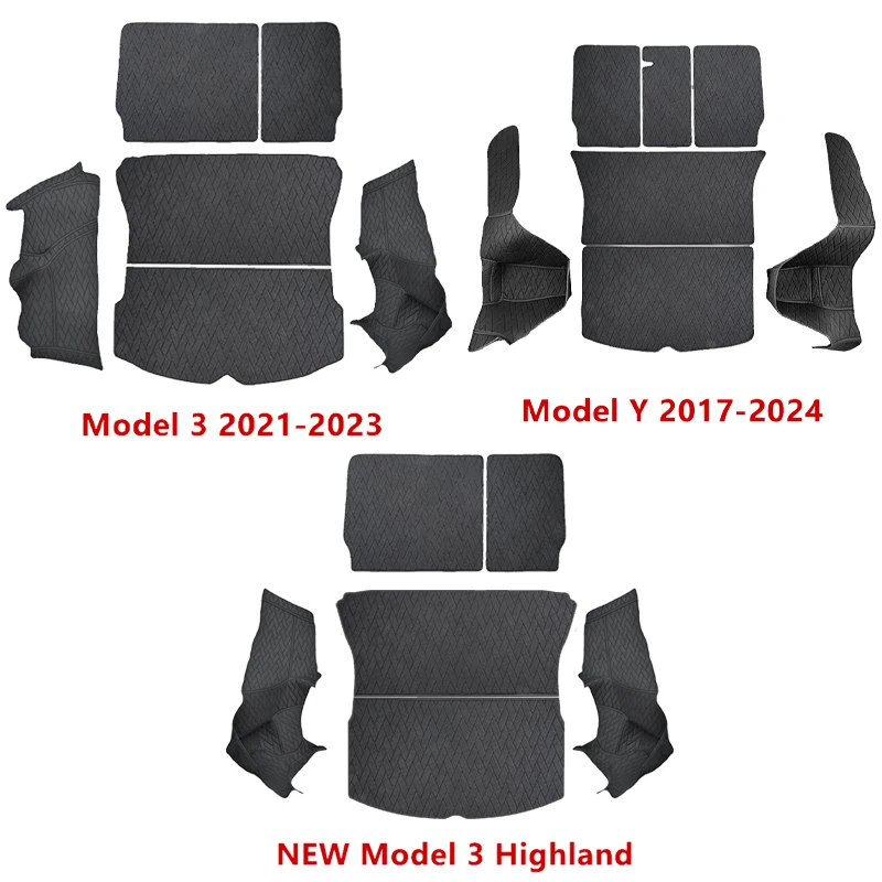 Novos tapetes de couro para porta-malas, forro de carga à prova d\'água totalmente cercado para tesla modelo y 3 highland 2017 a 2023 2024,