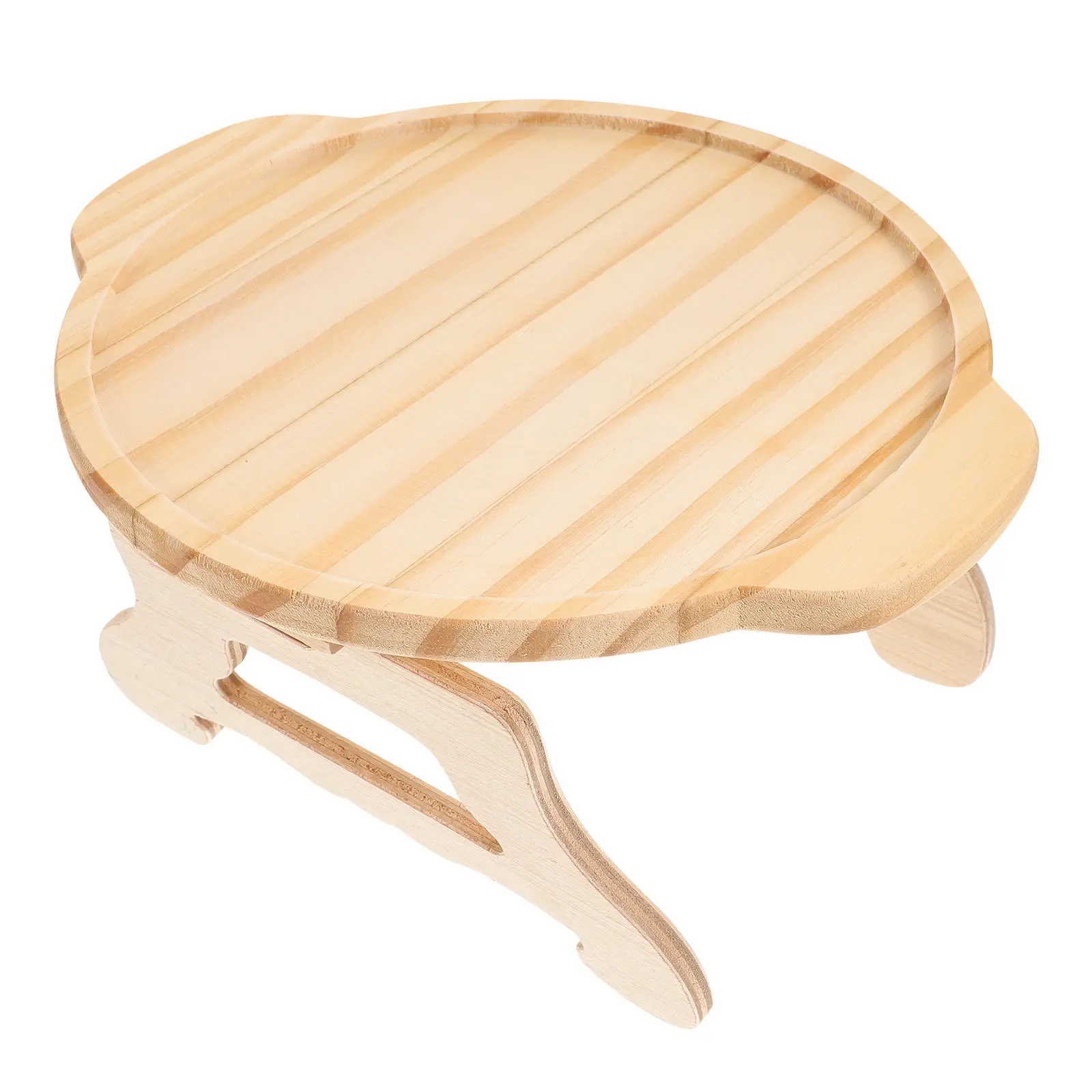 Premium Bamboo Sofa Arm Tray Table Foldable Round Design Sturdy Couch Snacks Table for Bed Dessert Serving Household Armrest