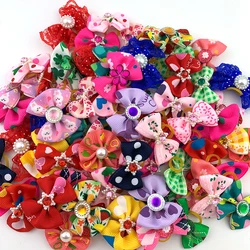 10/20/30pcs Pet Accessories Dog Hair Bows Mix Colours Small Dog Hair Rubber Bands Cats Dogs Grooming Christmas Bows Pet Headwear