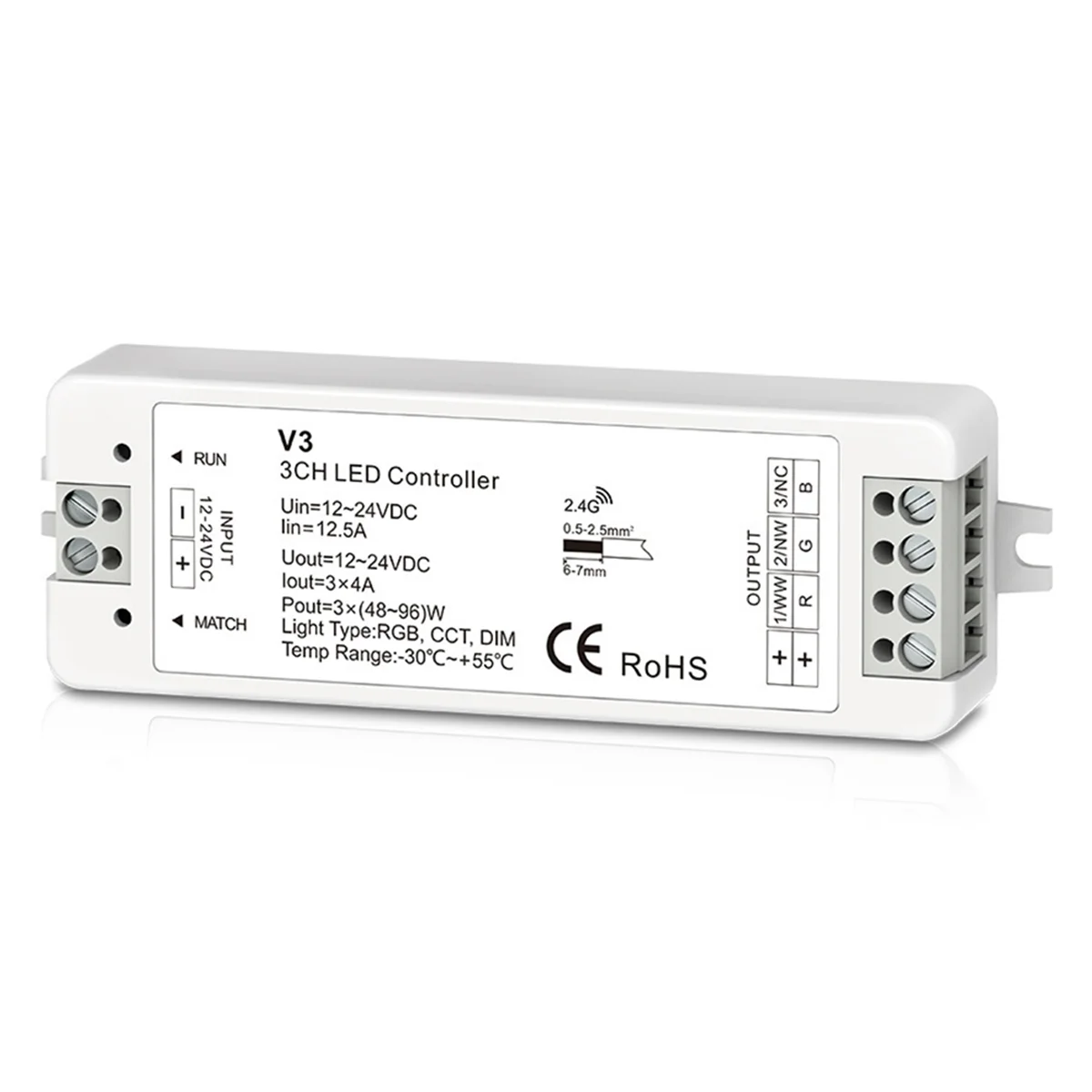 جديد 3C-LED تحكم 3-قناة V3 2.4G DC12-24V ستبليس يعتم التحكم عن بعد ضوء CCT مصباح ليد قطاع تحكم