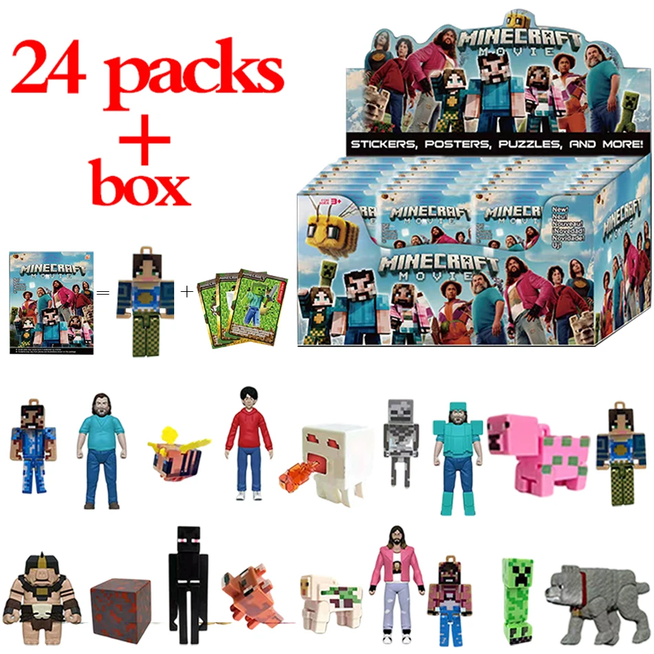 

Набор мини-фигурок Minecraft 2026: Сюрприз-бокс с персонажами пиксельных игр, украшение, подарок на День рождения или Рождество для детей