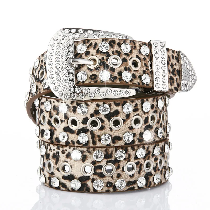 Wholesale of Korean Version Fashionable Girl Denim Belt with Diamond Inlaid Water Diamond Belt for Women\'s Decoration