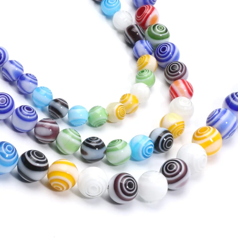 6 8 10 12mm Round Lampwork Glazed Glass Beads Loose Spacer Beads For Jewelry Making Bracelets Necklace Craft Diy Accessories