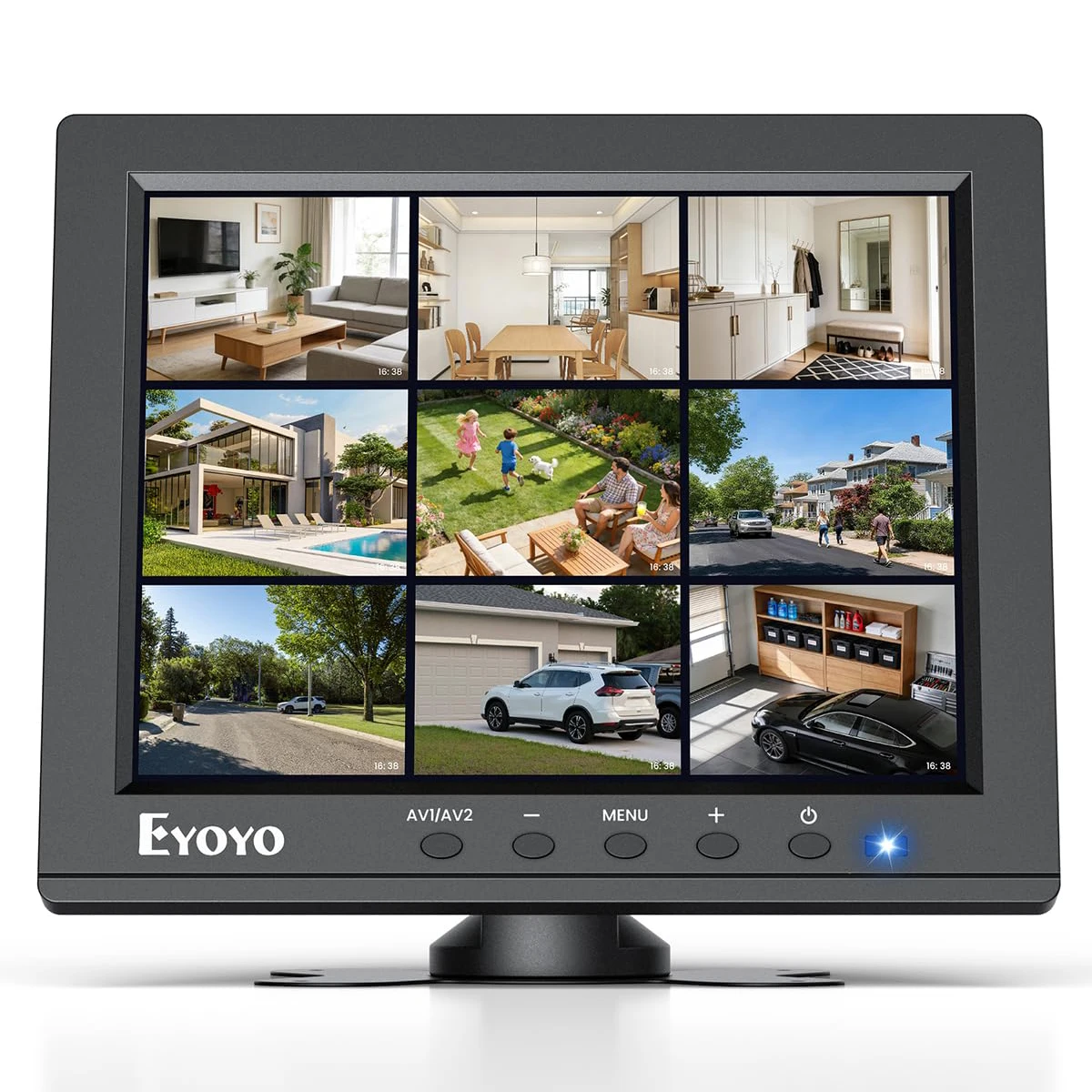 Eyoyo 8 Inches Security Camera Monitor, 1024×768 4:3 Mini LCD Screen CCTV Monitors Display with HDMI VGA BNC AV USB Port, Small Video Monitor for PC, NVR, Raspbery Pi, RV & Kitchen, Built-in Speakers
