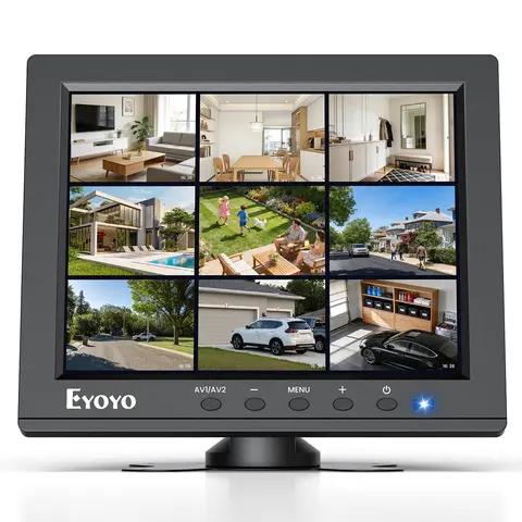 Eyoyo 8 Inches Security Camera Monitor, 1024×768 4:3 Mini LCD Screen CCTV Monitors Display with HDMI VGA BNC AV USB Port, Small Video Monitor for PC, NVR, Raspbery Pi, RV & Kitchen, Built-in Speakers