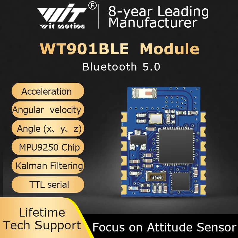 

Bluetooth-инклинометр WT901BLE MPU9250 Акселерометр+гиро+магнитометр, с низким потреблением Ble5.0, совместимый с IOS/Android/ПК