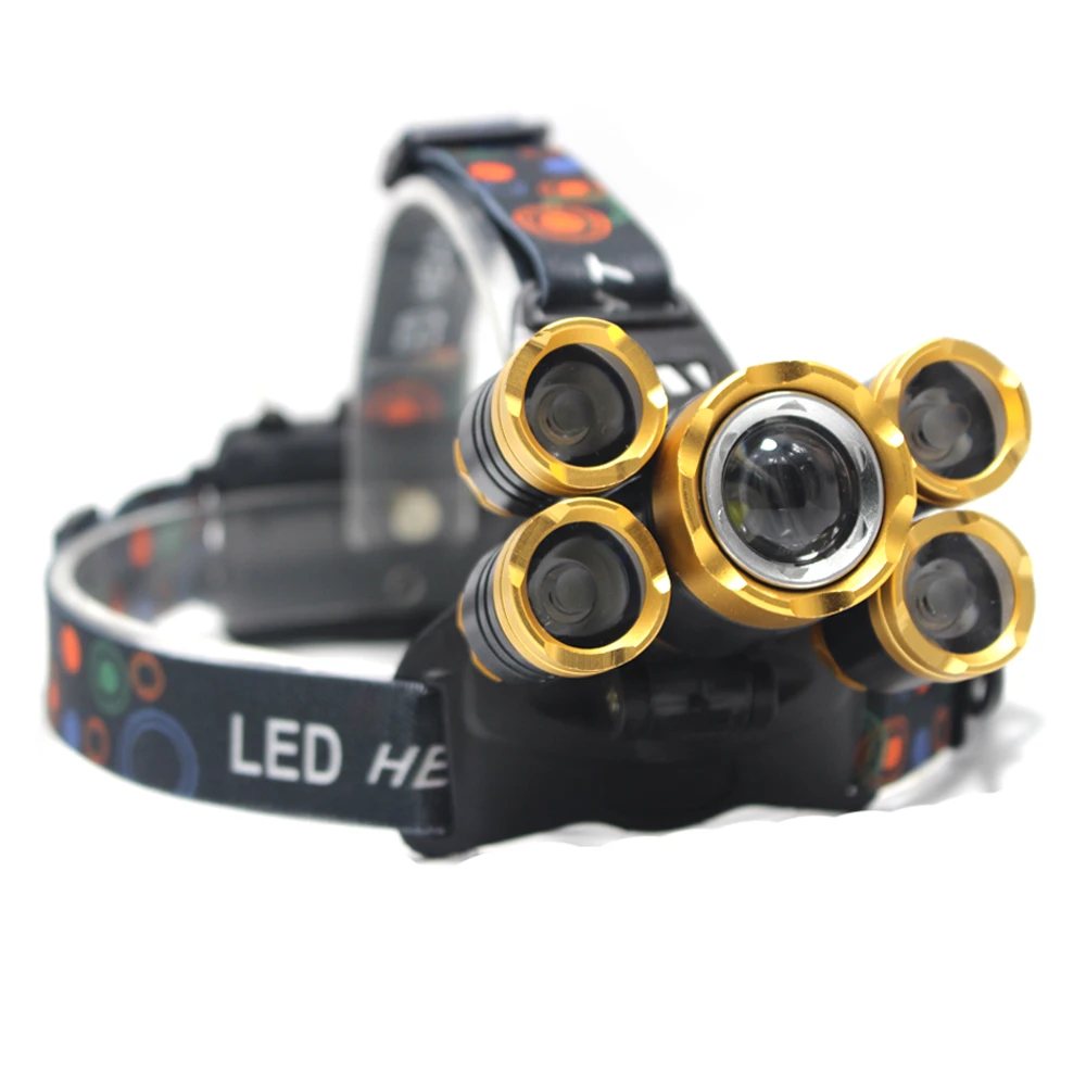 8000LM potente T6x4Q5 LED faro caccia luce pesca faro LED torcia esterna tenda campeggio lampada portatile lanterna