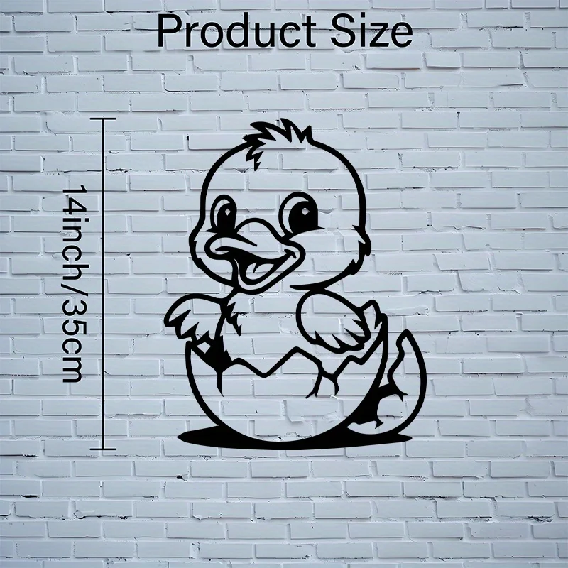 Flat Duck Hatching Metal Wall Art, Laser‑Cut Iron Silhouette, Powder‑Coated Rust‑Resistant Cartoon Style Black Iron Sculpture