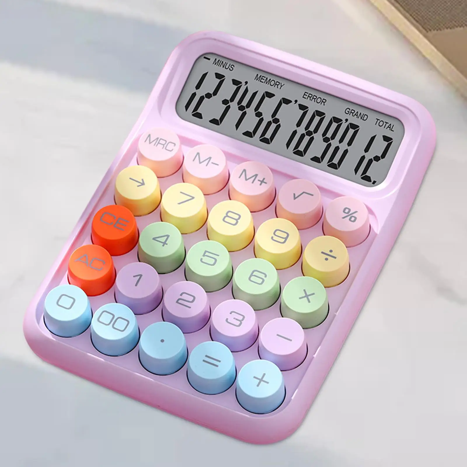Desktop Calculator Draagbare Kantoorcalculator 12-cijferige Rekenmachine Handheld Mechanische Knop Calculator Voor Klasschool Business