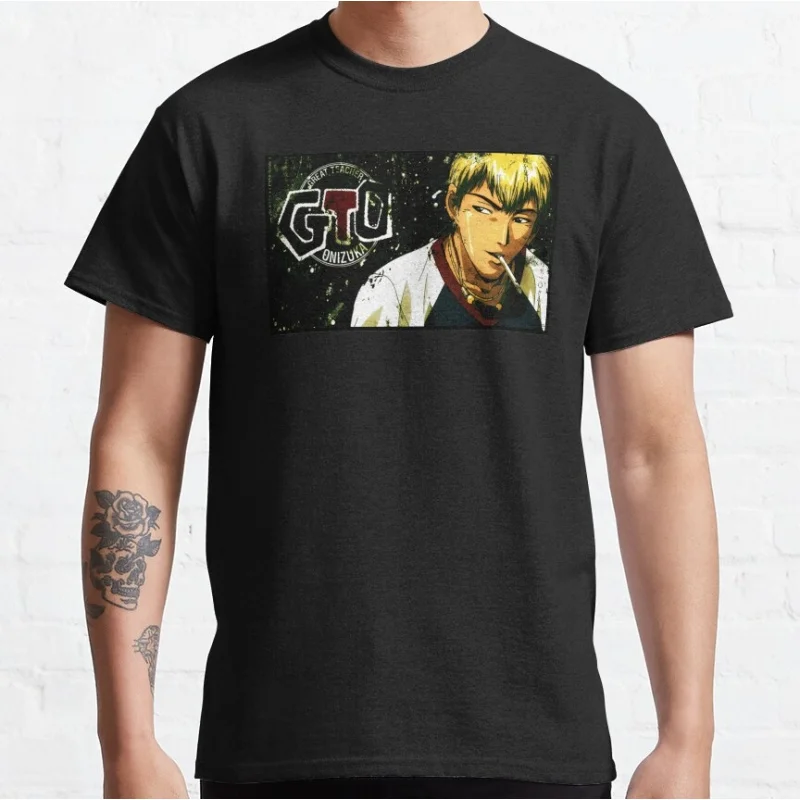 

1114 Great Teacher Onizuka Anime Gift t shirt 100% cotton print clothing Manga GTO Graphic Tee Y2K clothes Large size Tops S-6XL
