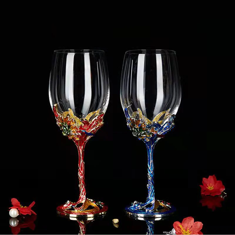 Creative Enamel Crystal Goblet Drinking Glasses Glass Cups for Wine Glass Set Wineglass Champagne Cup Vintage Luxury Whiskey Bar