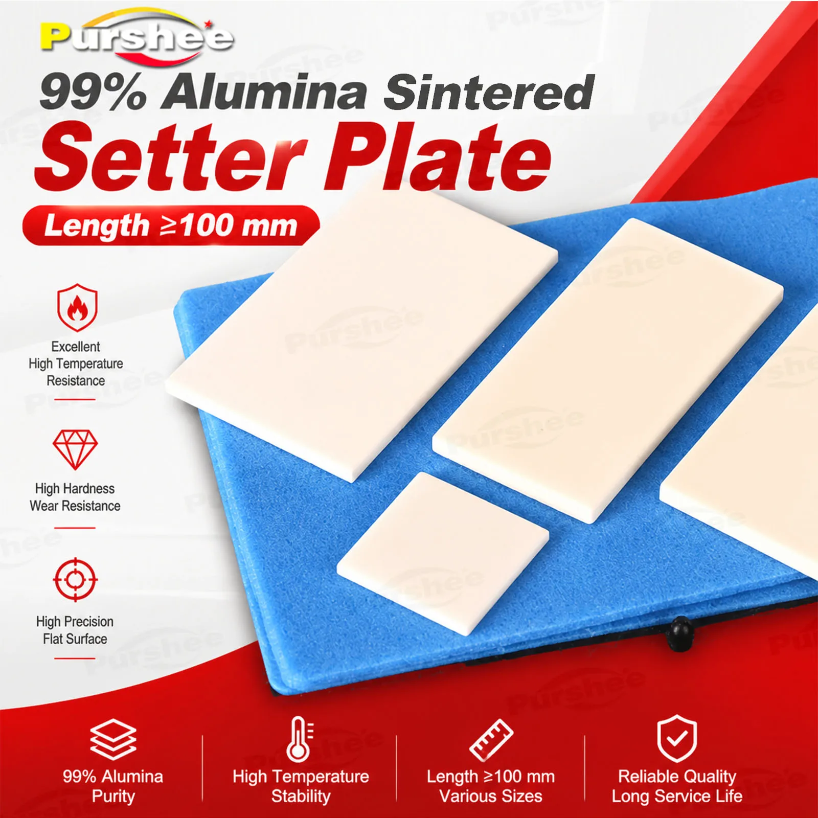 99% Alumina Sintered Plate Square Crucible Lid High Temp Resistant Ceramic Chip Length ≥ 100mm Laboratory Furnace Accessories