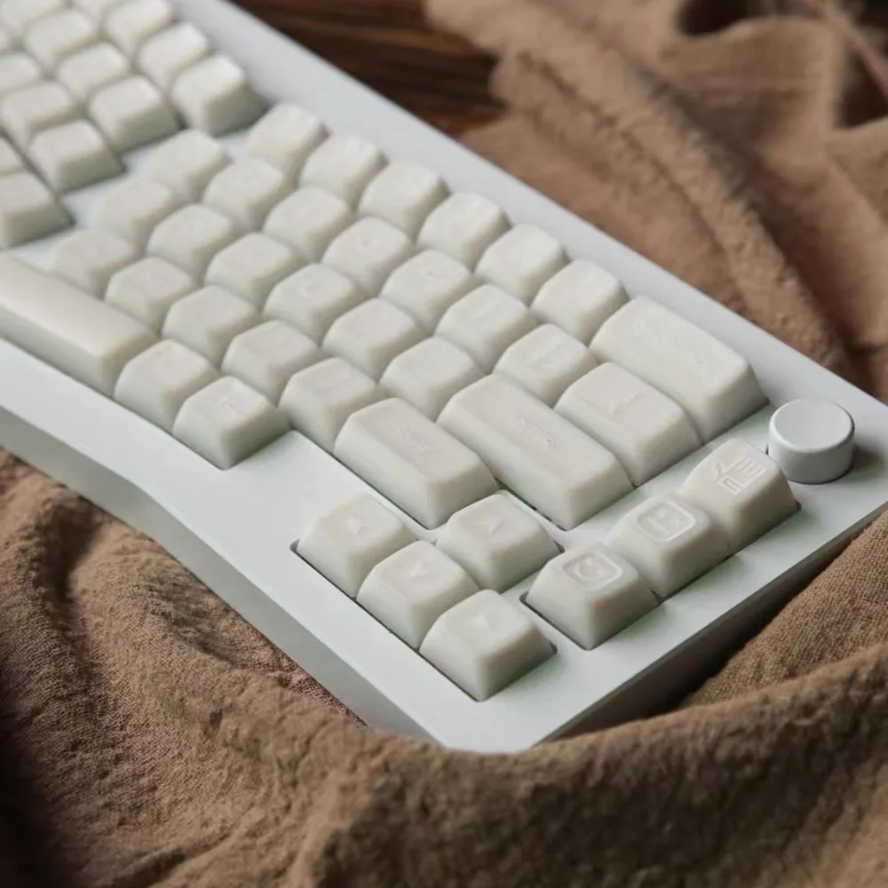 Aulidtech White Marble Keycaps Pink Jade SA Profile PBT Double Shot Translucent Keycaps 140 Keys  for MX Switch 60/75/80/85