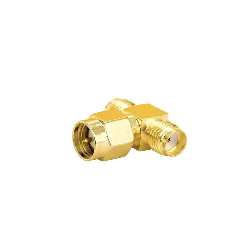 SMA-KJK SMA Male To Dual SMA Female RF Triple Tee Adapter Splitter Connector 3 Way 3 Pack