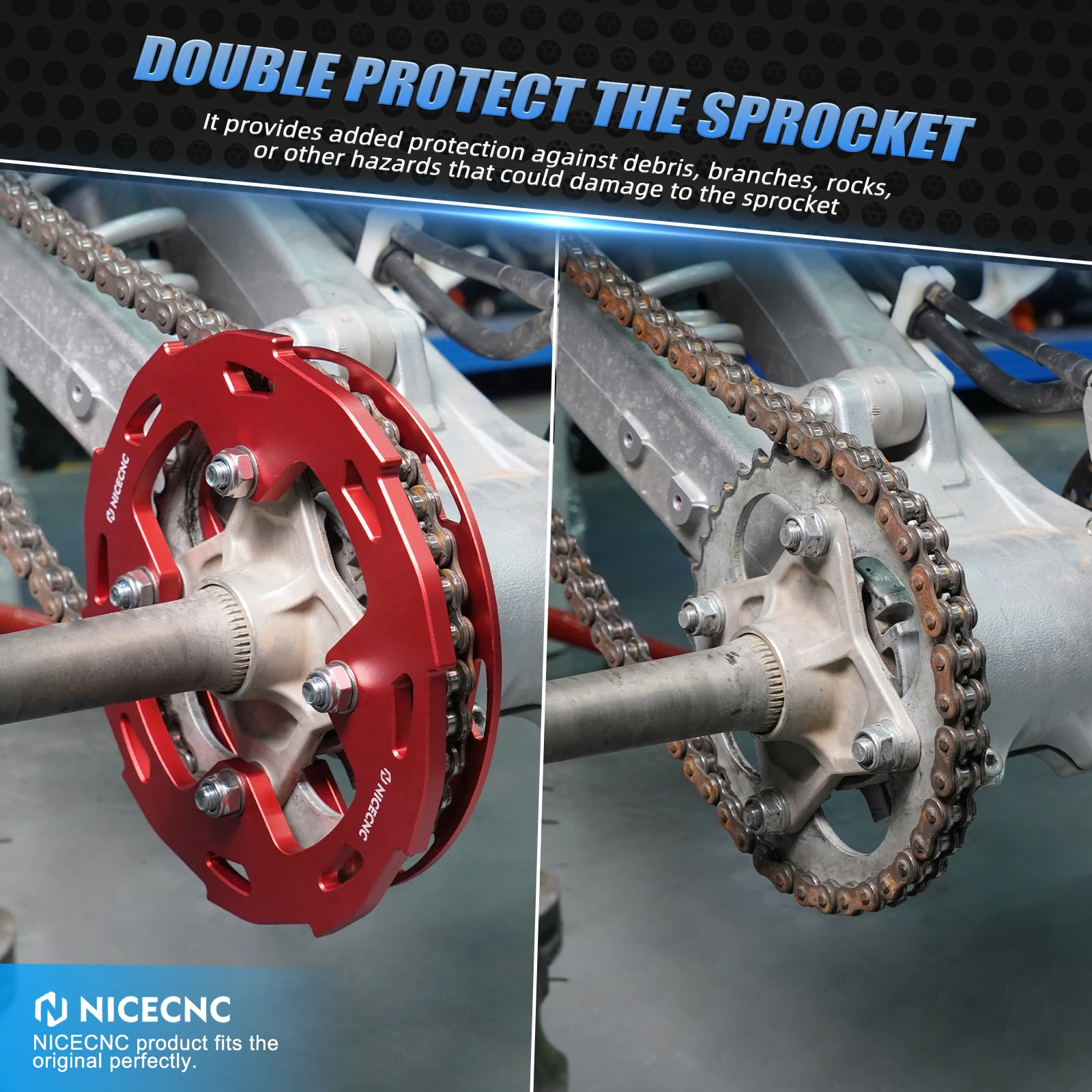 NICECNC For Honda TRX450R TRX450ER 2006-2014 2PCS Sprocket Chain Guards Aluminum ATV Accessories Prevent Chain From Slipping Off