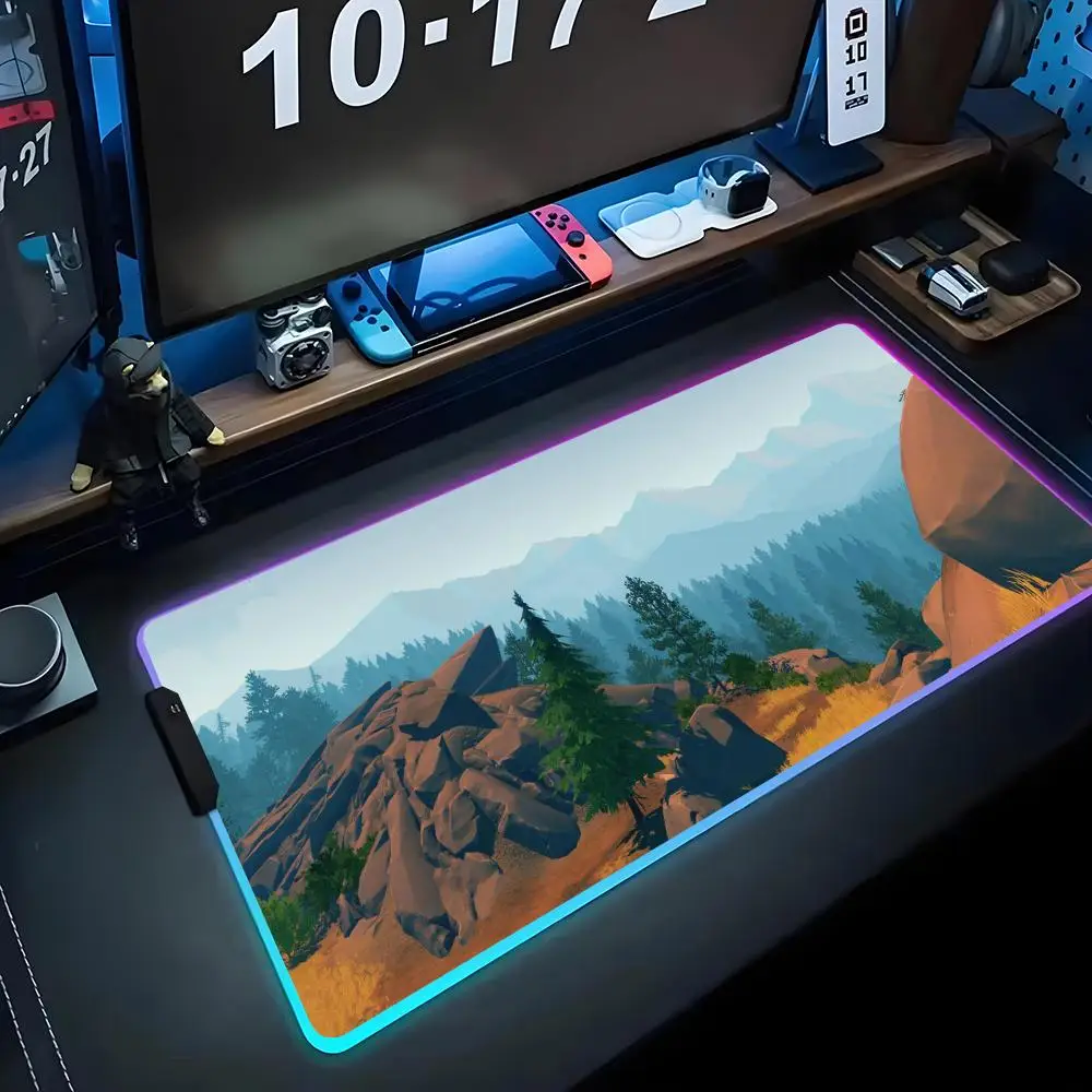 

firewatch Mouse Pad RGB Gaming Mousepad Big LED Pad PC Desk Mat Luminous Mouse Pad Large Keyboard Mats Table Rug With Backlit