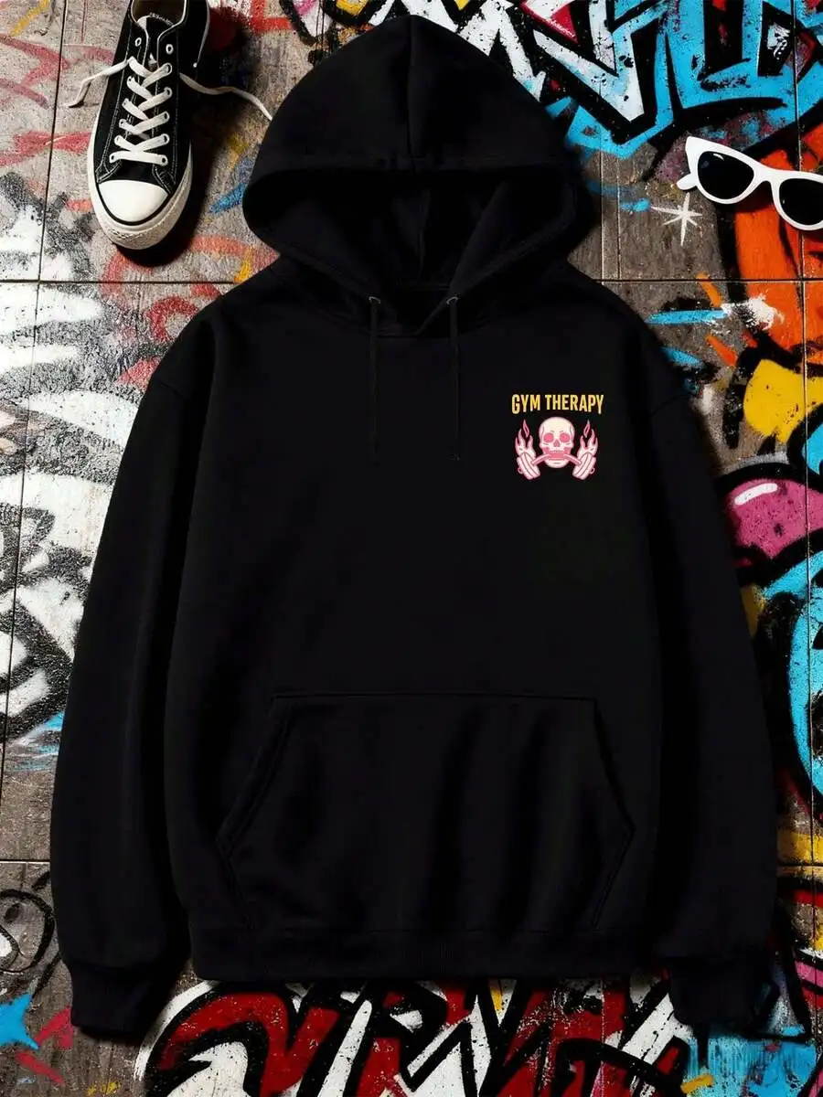 

Double-Sided Printed Casual Hoodie Soft Cotton Long Sleeve Regular Fit Streetwear