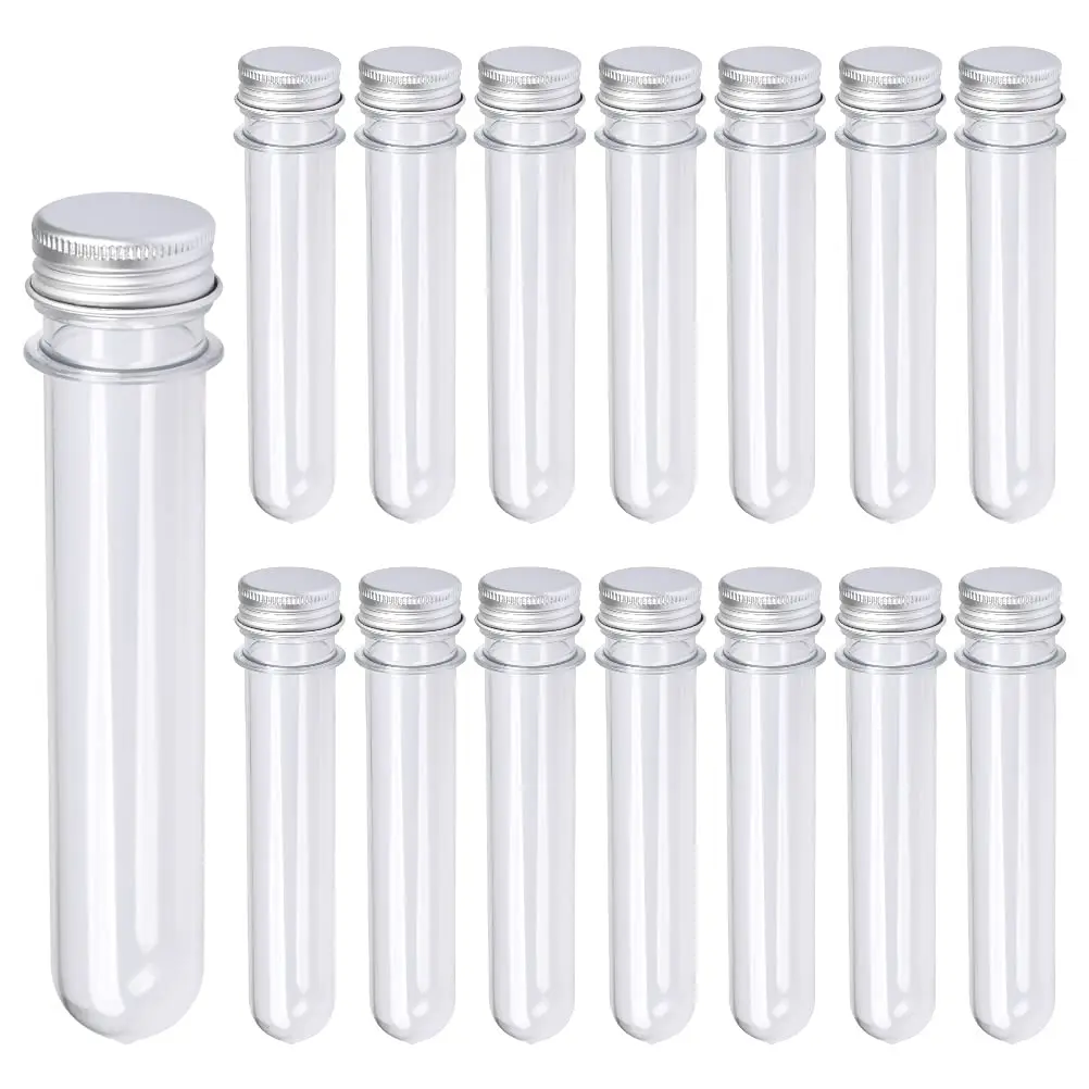 30 PCS 40ML Plastic Test Tubes with Screw Caps Reusable Transparent Container Tubes Transparent Test Tube