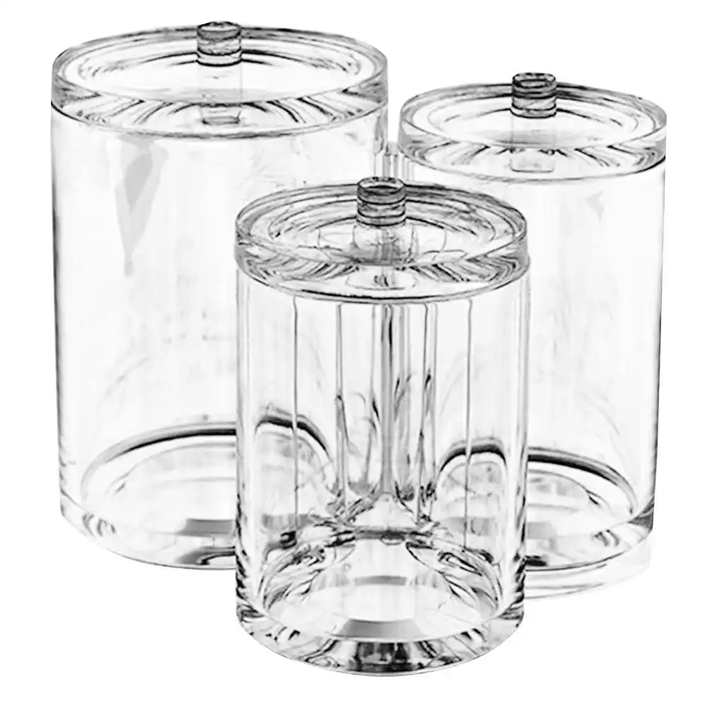 

Acrylic Crystal Transparent Clearing Cotton Ball Swab Makeup Tools Organizers Storage Boxes