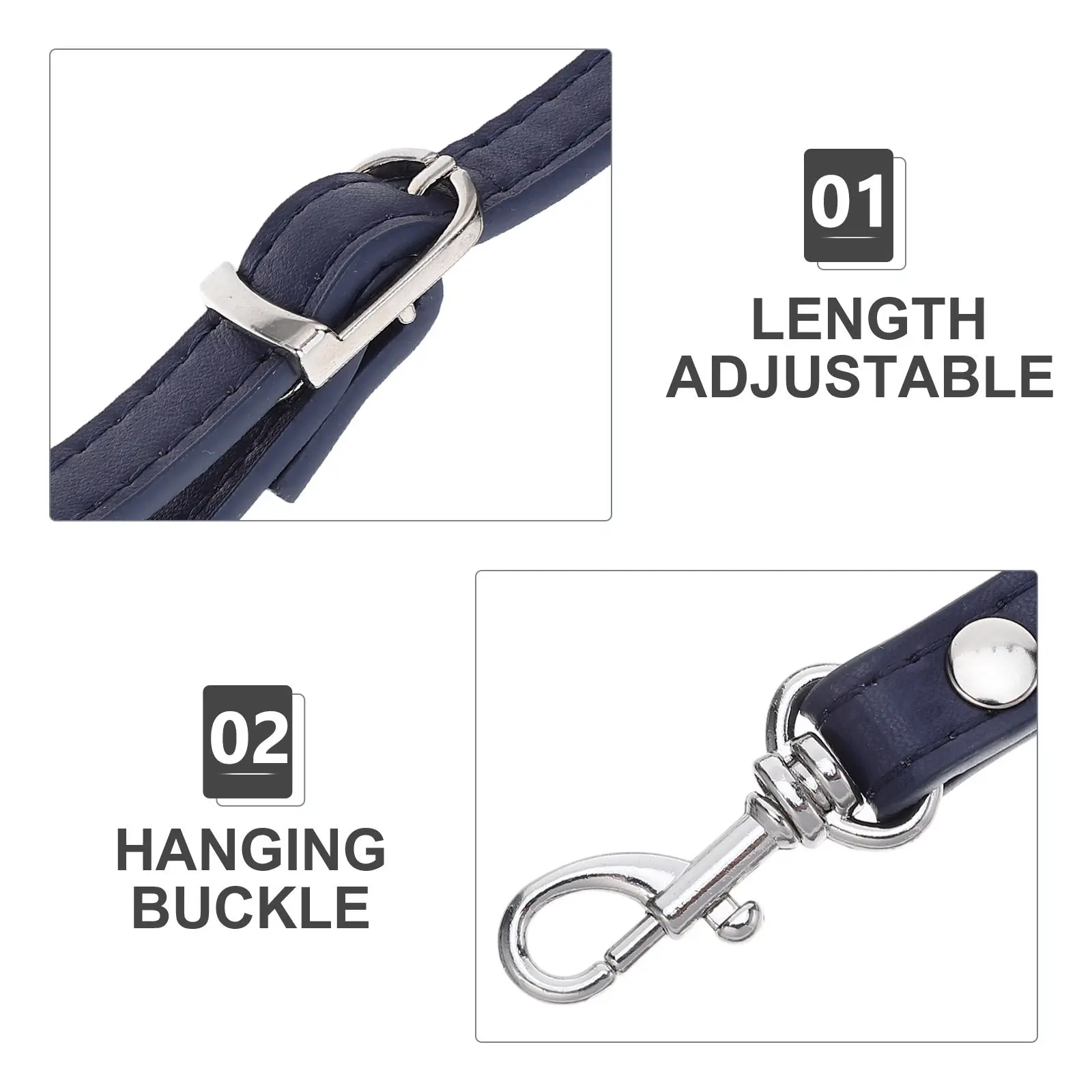 120Cm Adjustable PU Synthetic Bag Strap Replacement for Shoulder Crossbody Messenger Pouch Women Handbag Belt Dark Blue