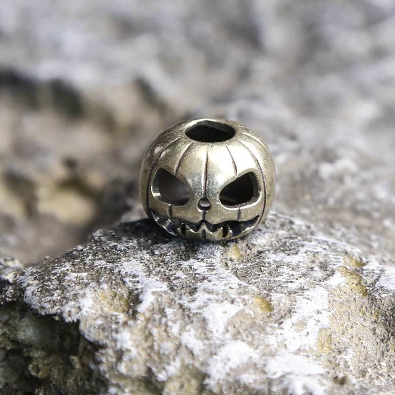 Halloween Pumpkin Skull Face Lantern EDC Brass Knife Beads DIY Woven Paracord Lanyard Pendants EDC Slider Accessories
