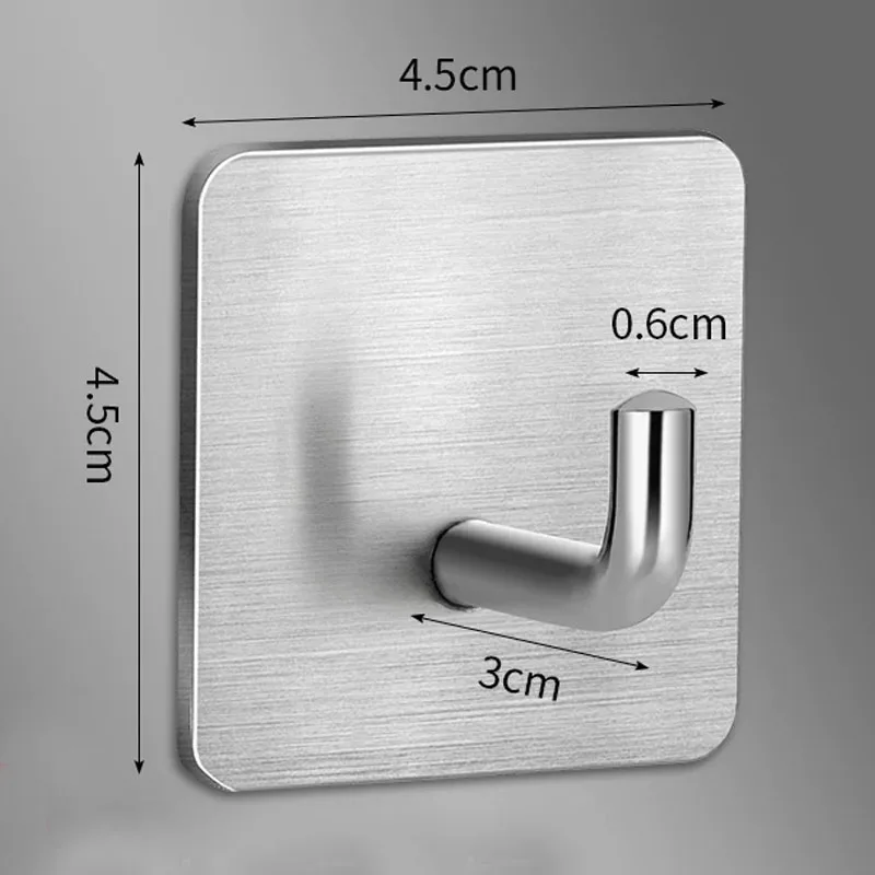 Heavy Duty Stainless Steel Adhesive Towel Hook Sticky Hanging Bathroom Kitchen Storage Holder Silver Hanger for Home Organizatio