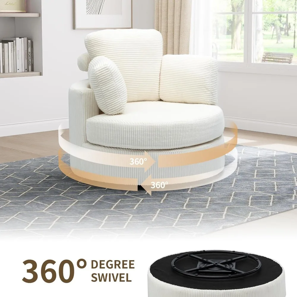 Swivel Accent Chair, Swivel Barrel Chair - Swivel Chairs with Ottoman,  with Pillow, 360° Chairs