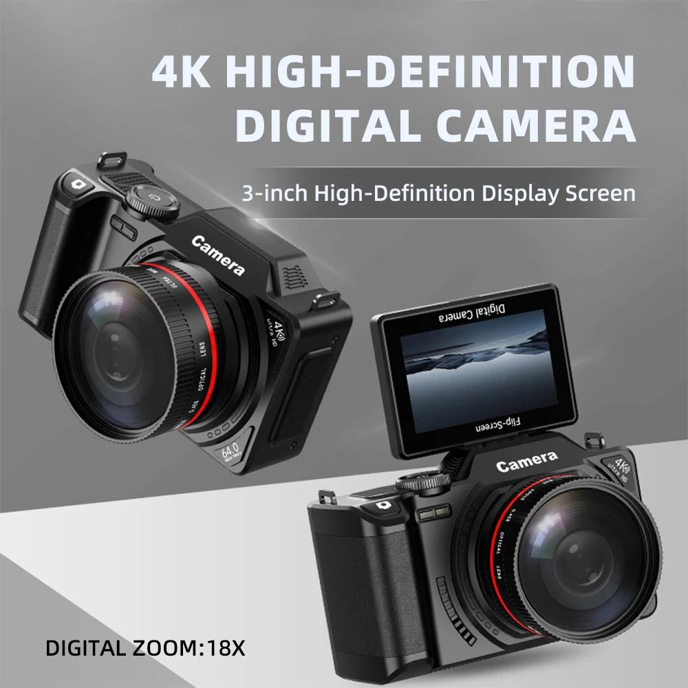 

4K цифровая камера высокой четкости с откидным экраном Wi-Fi и CCD, интеллектуальные косметические фильтры для селфи, 18-кратная компактная беззеркальная камера для видеоблога