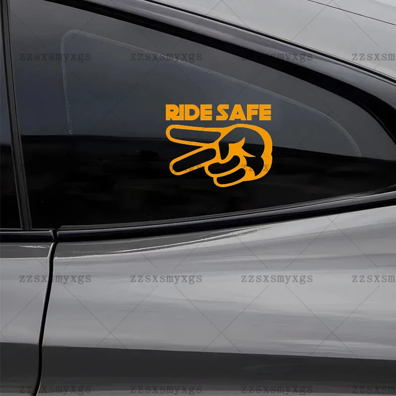 Car Stickers Ride Safe 2 Fingers Down Biker Respect Design Fit for car Windshield Motorcycle Helmet Vinyl Decal Car Accessories