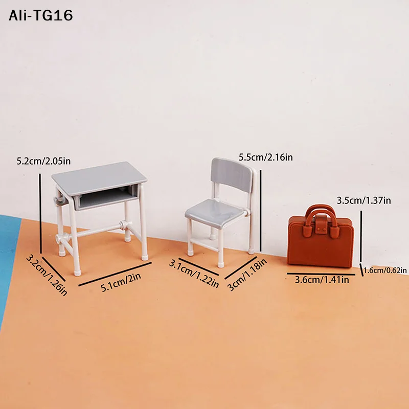 1Set 1:12 Poppenhuis Miniatuur Bureaus Stoelen Schooltassen Klaslokaal Model Decor Speelgoed Poppenhuis Accessoires