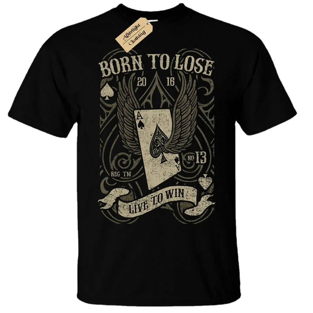 Live To Win, Born To Lose. Забавная футболка с изображением азартных игр Lucky Ace Cards, летняя повседневная мужская футболка из 100% хлопка с круглым вырезом и коротким рукавом Live To Win, Born To Lose. Забавная футболка с изображением азартных игр Lucky Ace Cards, летняя повседневная мужская футболка из 100% хлопка с круглым вырезом и коротким рукавом