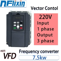 Hot Sale ! variable frequency converter 50Hz/60Hz motor inverter 9600D VFD 7.5kw single-phase 220v input three-phase 220 output