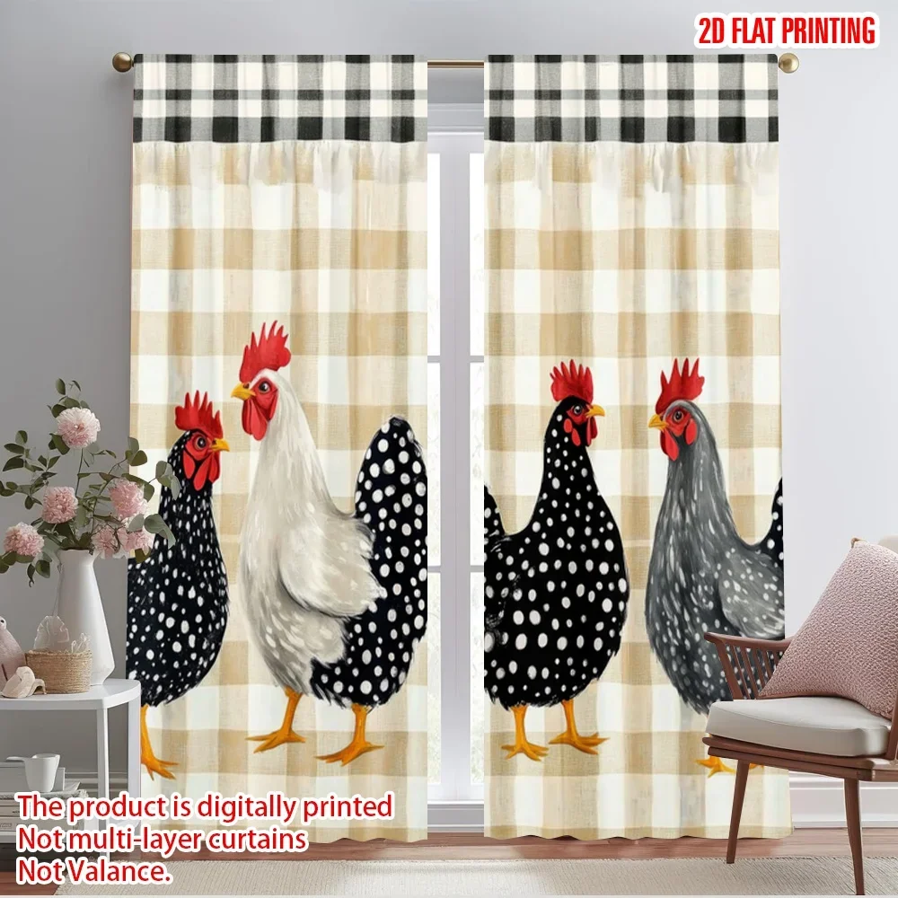 2pcs,2D plane printing Curtains&Window Treatment Spotty Chick Parade Polyester Easy Install (without rod) Versatile All Use for