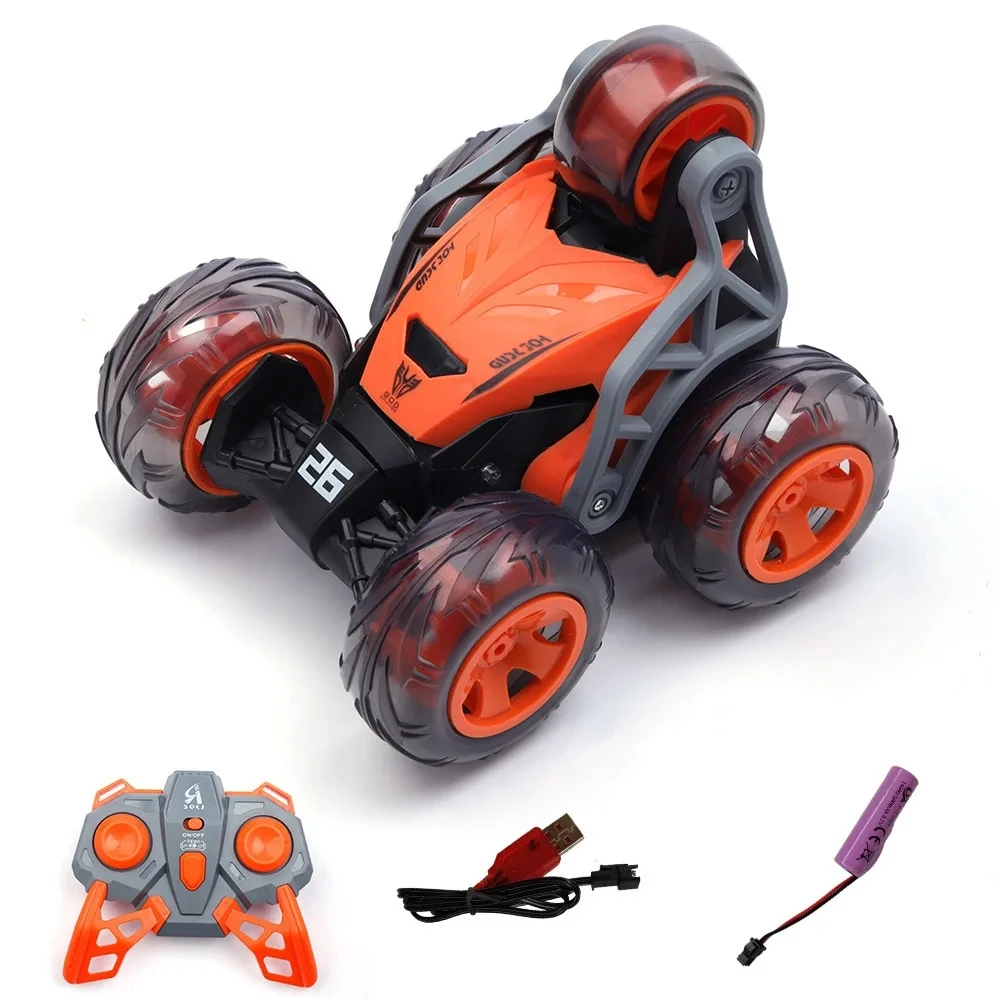 2.4G Remote Control Stunt Car with Lights 5 Wheels 360 Degree Roll Stunt Cars RC Tumbling Vehicle Kids Racing Cars Children Toy